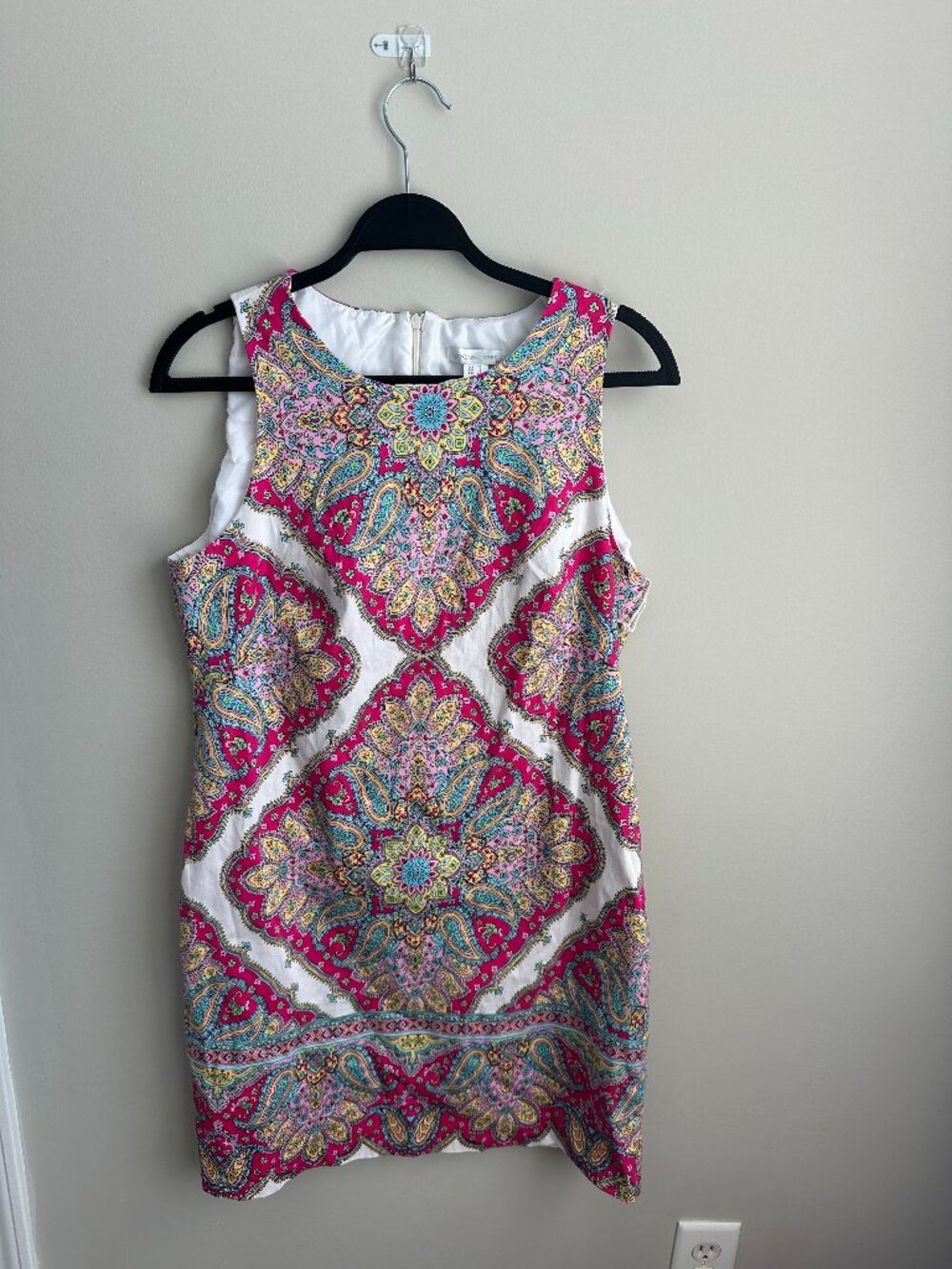 London Times Pink Paisley Mandala Shift Dress Size 14